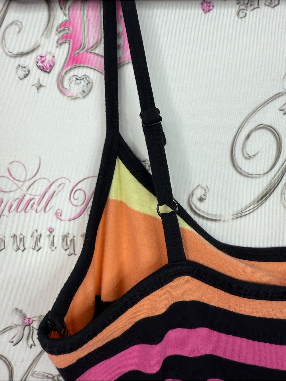 Derek Heart Striped Spaghetti Strap Maxi Dress - Pink, Orange, Blue, Yellow - Picture 5 of 10